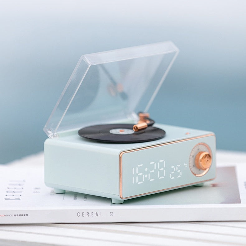 V2 Vinyl Player Bluetooth Speaker With Clock (5-9 WORKING DAYS DELIVERY)