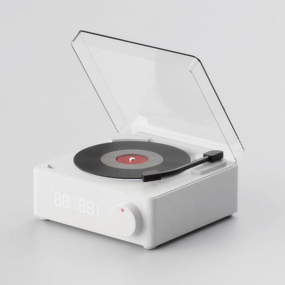 Classic Vinyl Player Bluetooth Speaker With Clock (5 - 9 Working Days Delivery)