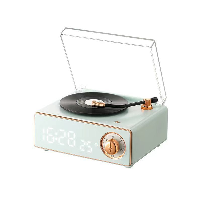 V2 Vinyl Player Bluetooth Speaker With Clock (5-9 WORKING DAYS DELIVERY)