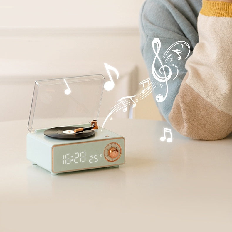 V2 Vinyl Player Bluetooth Speaker With Clock (5-9 WORKING DAYS DELIVERY)