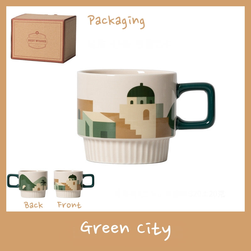 Minimal Flat-Design Ceramic Coffee Mug  (5 - 9 Working Days Delivery)