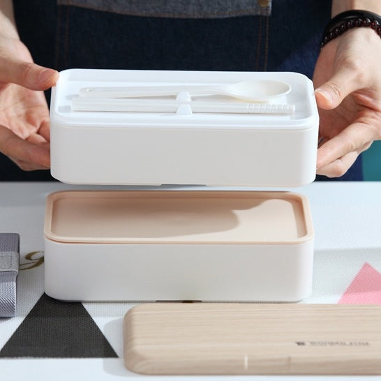 << READY STOCK >> Wood Pattern Double Layer Lunch Box