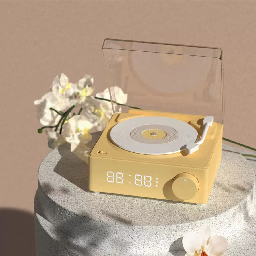 Classic Vinyl Player Bluetooth Speaker With Clock (5 - 9 Working Days Delivery)